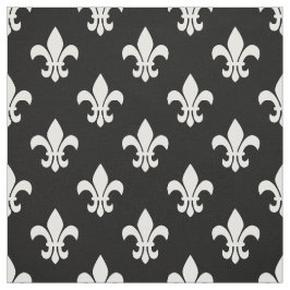 Zwart, wit Fleur De Lis patroon Stof