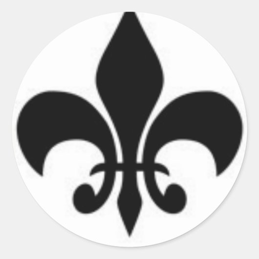 Zwart-wit Fleur de Lis Ronde Sticker (Voorkant)