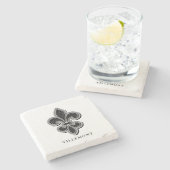 Zwart-wit Fleur De Lis Stenen Onderzetter (Zijkant)