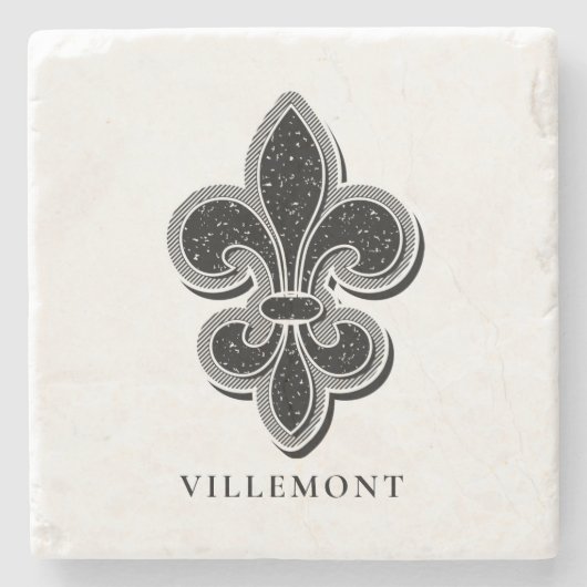 Zwart-wit Fleur De Lis Stenen Onderzetter (Voorkant)