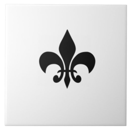 Zwart-wit Fleur de Lis Tegel Tegeltje (Voorkant)
