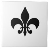 Zwart-wit Fleur de Lis Tegel Tegeltje (Voorkant)