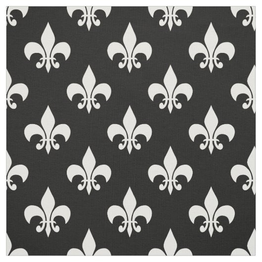 Zwart Wit Fleur-de-lis Textiel Stof (Swatch)