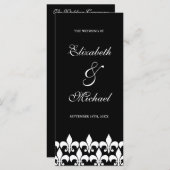 Zwart-wit Fleur de Lis Trouwprogramma Programmakaart (Voorkant / Achterkant)