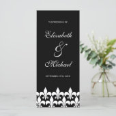 Zwart-wit Fleur de Lis Trouwprogramma Programmakaart (Staand voorkant)