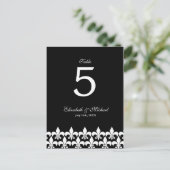 Zwart-wit Fleur de Lis Trouwtafel Nummer Briefkaart (Staand voorkant)
