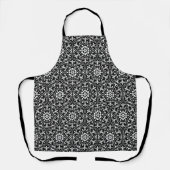Zwart&wit fleur de lis verticaal bloemmotief schort (Voorkant)