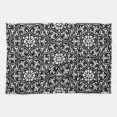 Zwart&wit fleur de lis verticaal bloemmotief theedoek (Horizontaal)