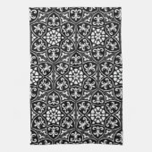 Zwart&wit fleur de lis verticaal bloemmotief theedoek (Verticaal)