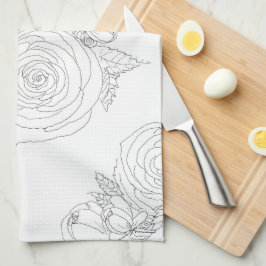 Zwart & wit floraal collectie theedoek