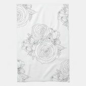 Zwart & wit floraal collectie theedoek (Verticaal)