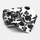 Zwart-wit floragecadeau stropdas (Opgerold)