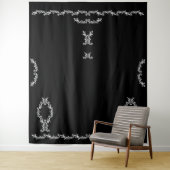 Zwart-wit Floral Acanthus Leaf maakt je eigen Wandkleed (In situ)