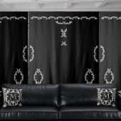 Zwart-wit Floral Acanthus Leaf maakt je eigen Wandkleed