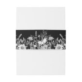 Zwart-wit Floral Border Bruiloft Uitnodigingen Wikkel (Achterkant Voorbeeld)