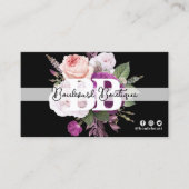 Zwart & Wit  Floral Chic Boutique QR Code Visitekaartje (Voorkant)