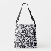 Zwart-wit Floral Crossbody Bag Tas (Achterkant)