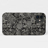 Zwart-wit Floral Damask-patroon Case-Mate iPhone Case (Achterkant (horizontaal))