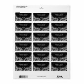 Zwart-wit Floral Damask-patroon Etiket (Full Sheet)