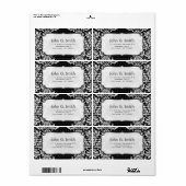 Zwart & Wit  Floral Design-Lable Sjabloon Etiket (Full Sheet)