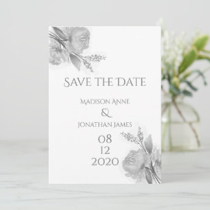 Zwart-wit Floral Elegant, speciaal  Save The Date