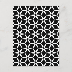 Zwart-wit Floral Geometric Pattern Briefkaart