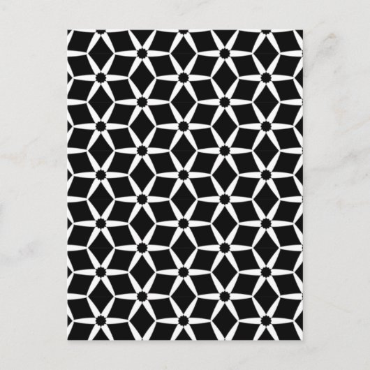 Zwart-wit Floral Geometric Pattern Briefkaart (Voorkant)
