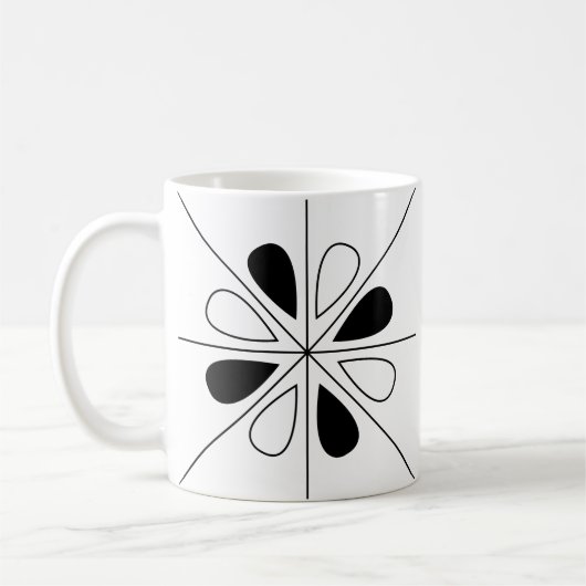Zwart-wit Floral Geometric Pattern Koffiemok (Links)