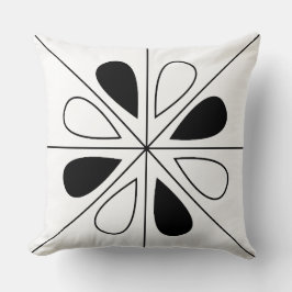 Zwart-wit Floral Geometric Pattern Kussen