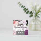 Zwart-wit Floral Hair Salon Stylist QR Code Vierkante Visitekaartje (Staand voorkant)