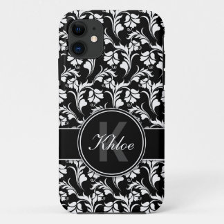 Zwart wit Floral iPhone 5 hoesje monogram