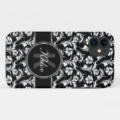 Zwart wit Floral iPhone 5 hoesje monogram (Achterkant (horizontaal))