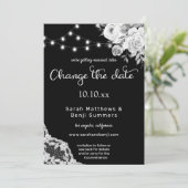 Zwart-wit, Floral kant Verander de datum Kaart (Staand voorkant)