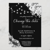 Zwart-wit, Floral kant Verander de datum Kaart (Voorkant / Achterkant)