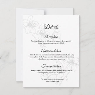 Zwart-wit Floral Line Art Enclosure Kaart