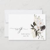 Zwart-wit Floral met RSVP 5 Kaartje (Voorkant)