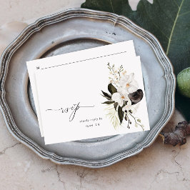 Zwart-wit Floral met RSVP 5 Kaartje