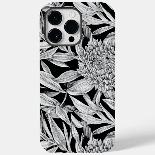 Zwart-wit Floral ontwerp voor telefoontas Case-Mate iPhone Case (Achterkant)