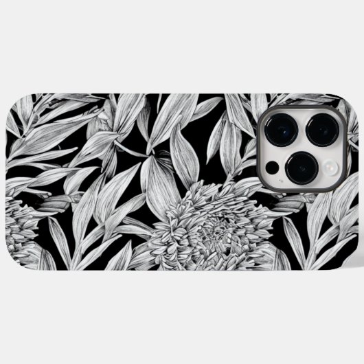 Zwart-wit Floral ontwerp voor telefoontas Case-Mate iPhone Case (Achterkant (horizontaal))