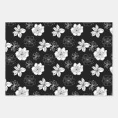 Zwart-wit Floral Patroon Inpakpapier Vel (Voorkant)