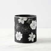 Zwart-wit Floral Patroon Mok (Midden)