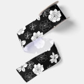 Zwart-wit Floral Patroon Satijnen Lint (Achterkant)