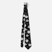 Zwart-wit Floral Patroon Stropdas (Achterkant)