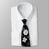 Zwart-wit Floral Patroon Stropdas (Gebonden)