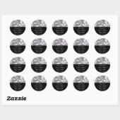 Zwart-wit Floral retour adres Sticker (Vel)