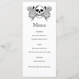 Zwart-wit Floral schedel tattoo menu