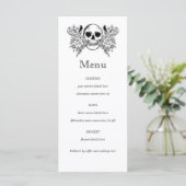 Zwart-wit Floral schedel tattoo menu (Staand voorkant)