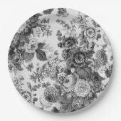 Zwart-wit Floral Toile No.3 Papieren Bord (Voorkant)