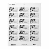 Zwart-wit Floral trouwadreslabel Etiket (Full Sheet)