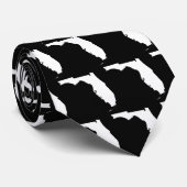 Zwart-wit Florida Kaart Vorm Patroon Stropdas (Opgerold)